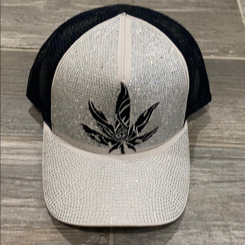 A&G rhinestone cream and black trucker hat